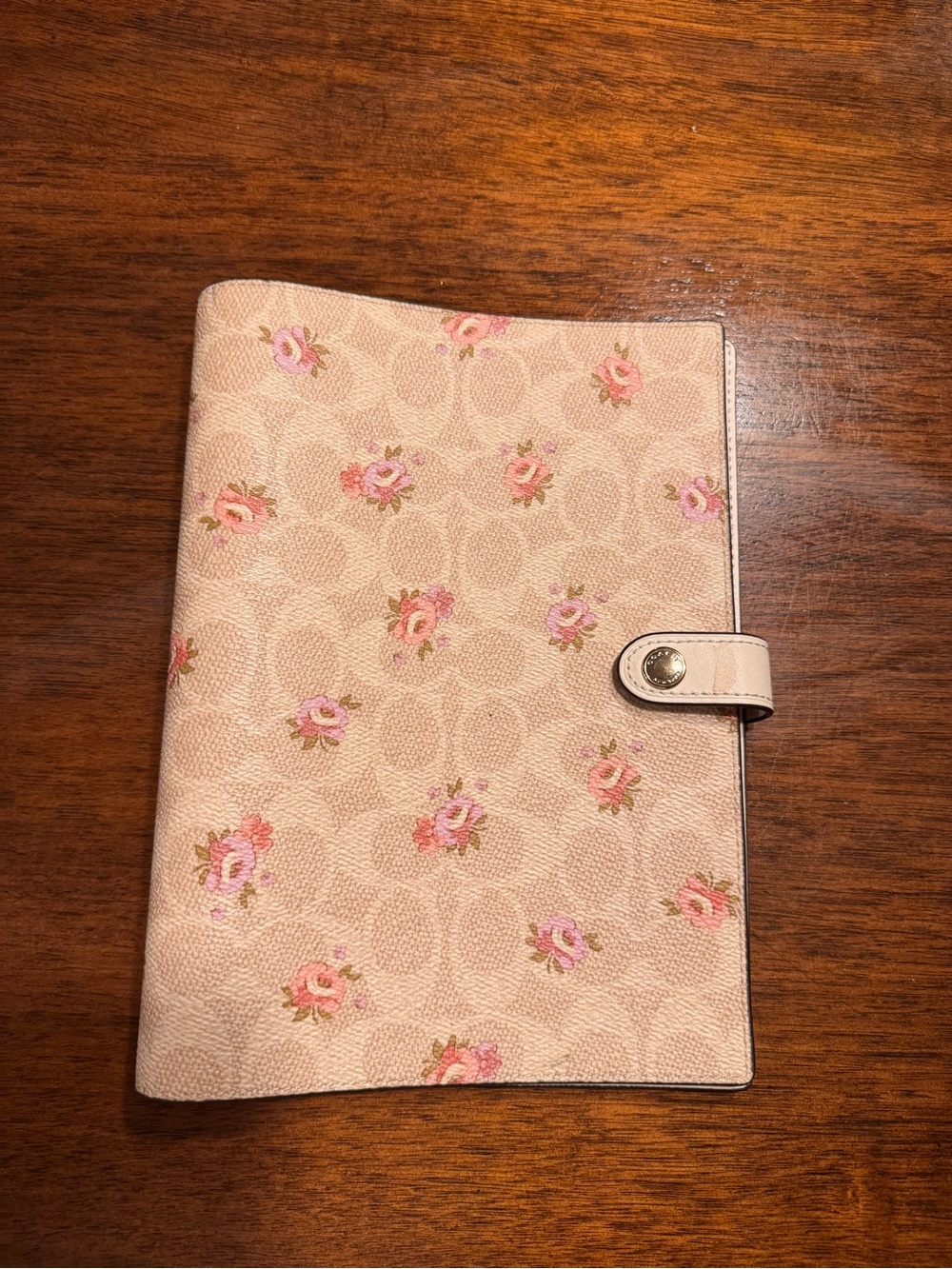 Coach Pink Floral Tab Closure Notebook Cover